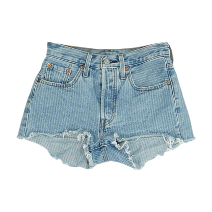 Blue Striped Denim Shorts