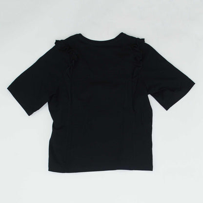 Black Solid Short Sleeve Blouse