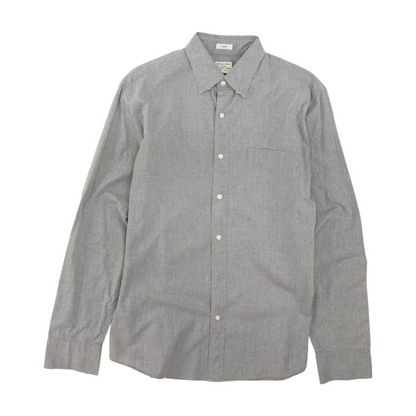 Blue Solid Long Sleeve Button Down