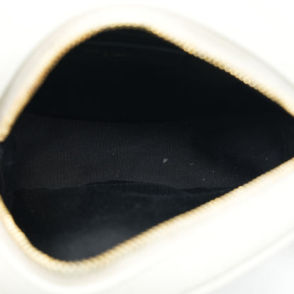 Blanc Round Vinyle Camera Bag in Chevron Grain De Poudre Leather