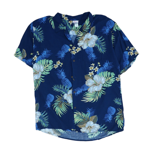Navy Floral Short Sleeve Button Down