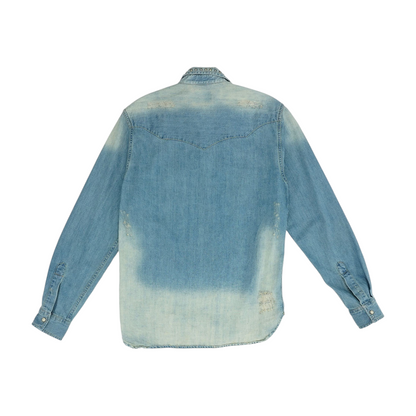 Blue Solid Long Sleeve Button Down