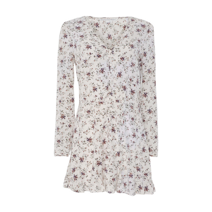 Beige Floral Mini Dress