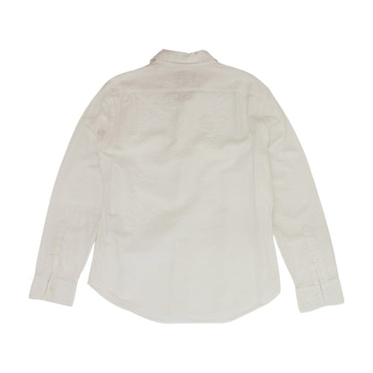 White Solid Long Sleeve Button Down