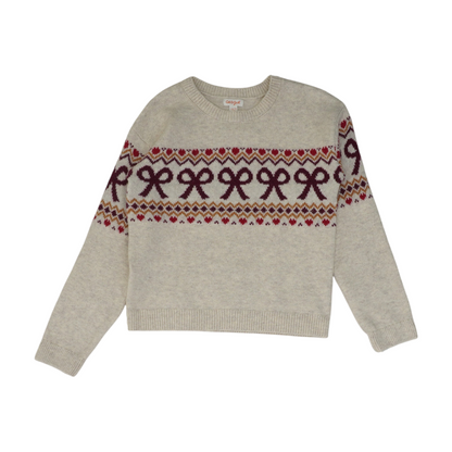 Beige Print Pullover Sweater
