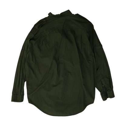 Green Solid Long Sleeve Button Down