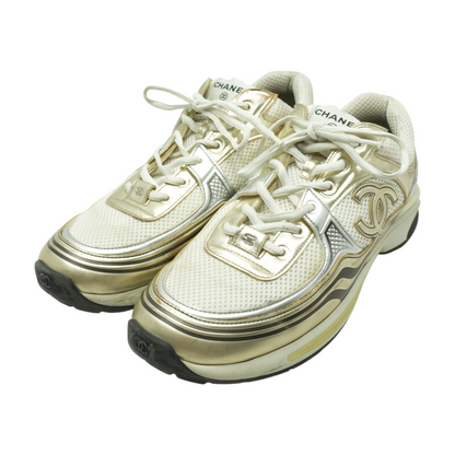 Gold and White CC Sneakers