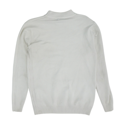 White Solid Pullover Sweater