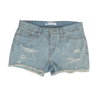 Blue Solid Denim Shorts