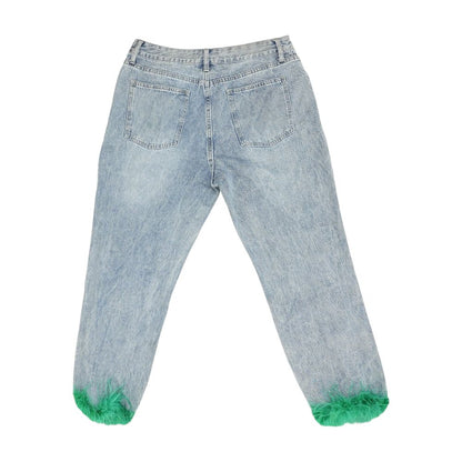 Blue High Rise Straight Leg Jeans