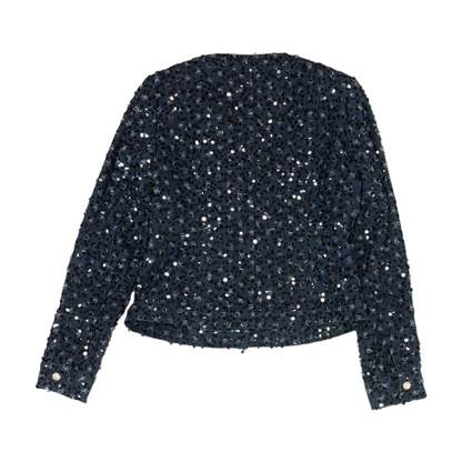 Blue Solid Denim Jacket