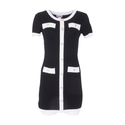 Black Color Block Mini Dress