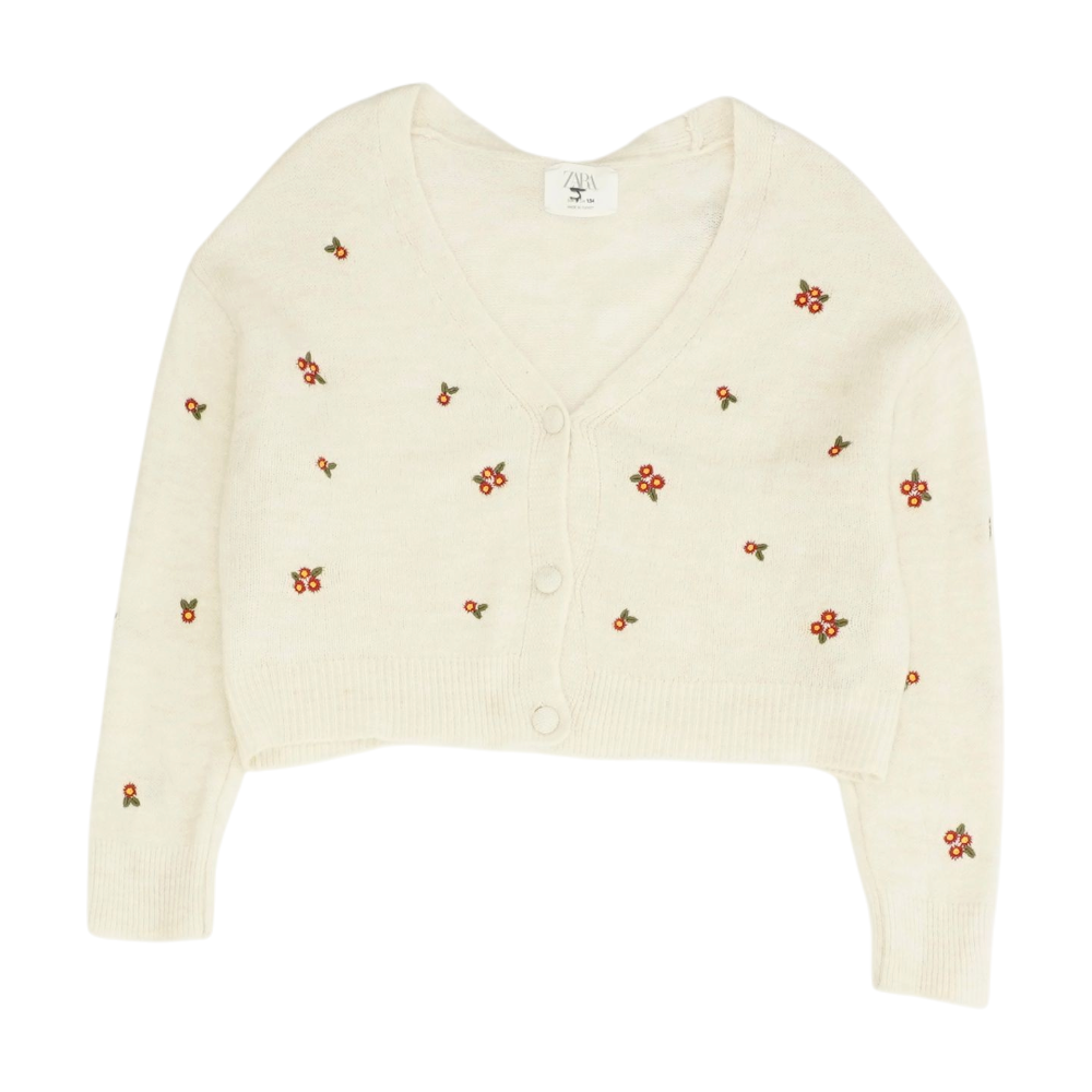 Zara Ivory Floral Cardigan Sweater – Image 1