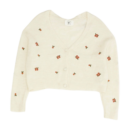 Zara Ivory Floral Cardigan Sweater – Image 1