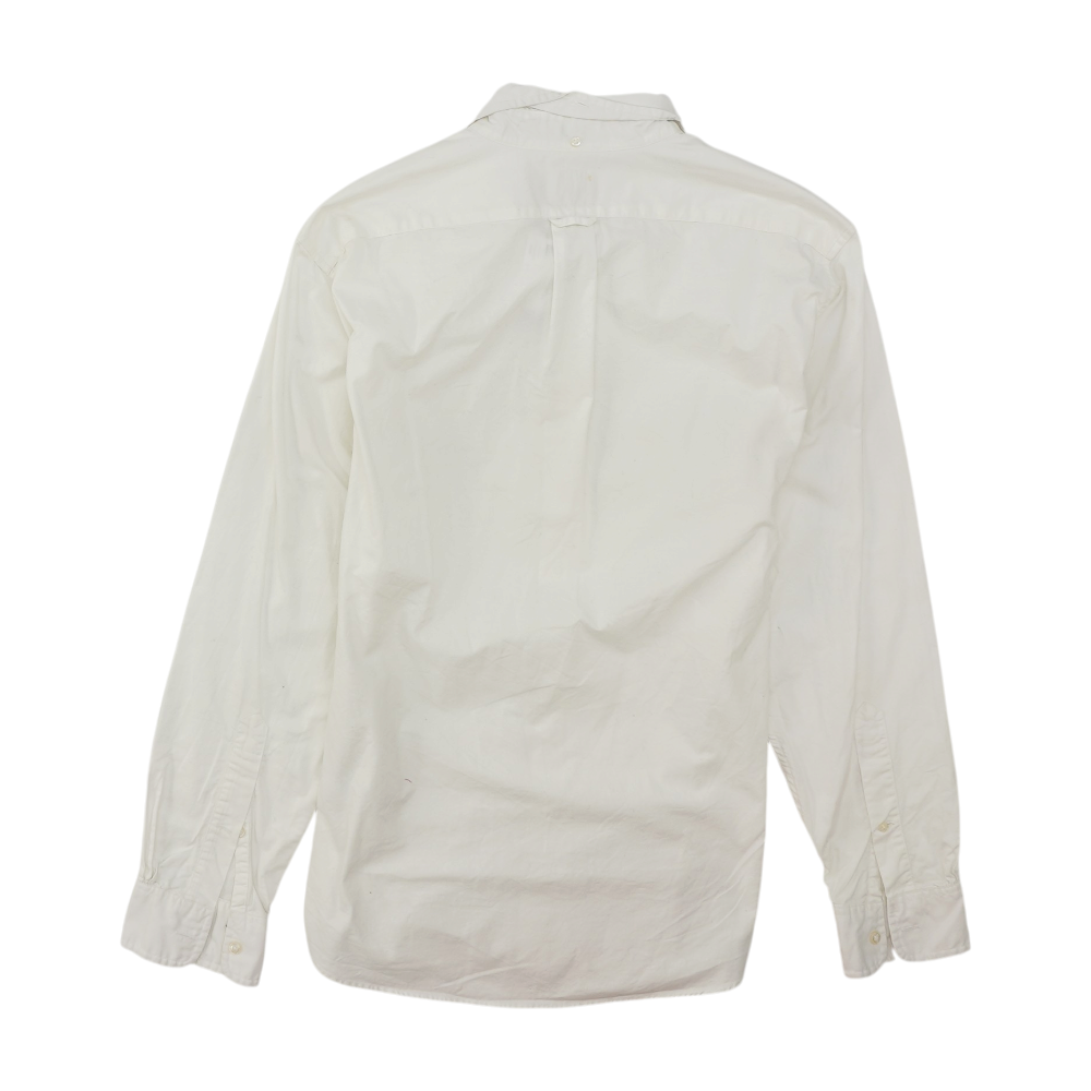 White Solid Long Sleeve Button Down