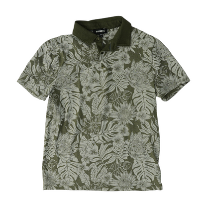 Green Tropical Short Sleeve Polo