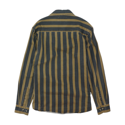 Beige Striped Long Sleeve Button Down