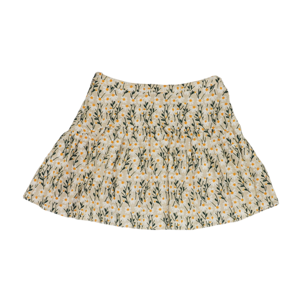Beige Floral Mini Skirt