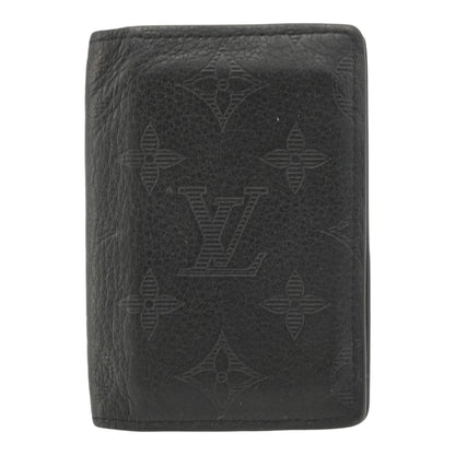 Black Pocket Organizer in Shadow Leather