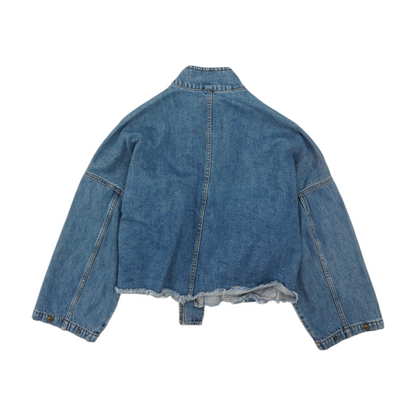 Blue Solid Denim Jacket