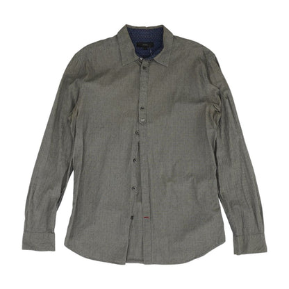 Gray Solid Long Sleeve Button Down