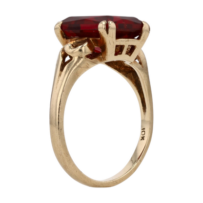 10K Yellow Gold Synthetic Ruby Fashion Ring