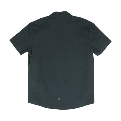 Black Solid Short Sleeve Button Down