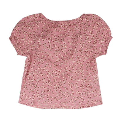 Pink Floral Short Sleeve Blouse