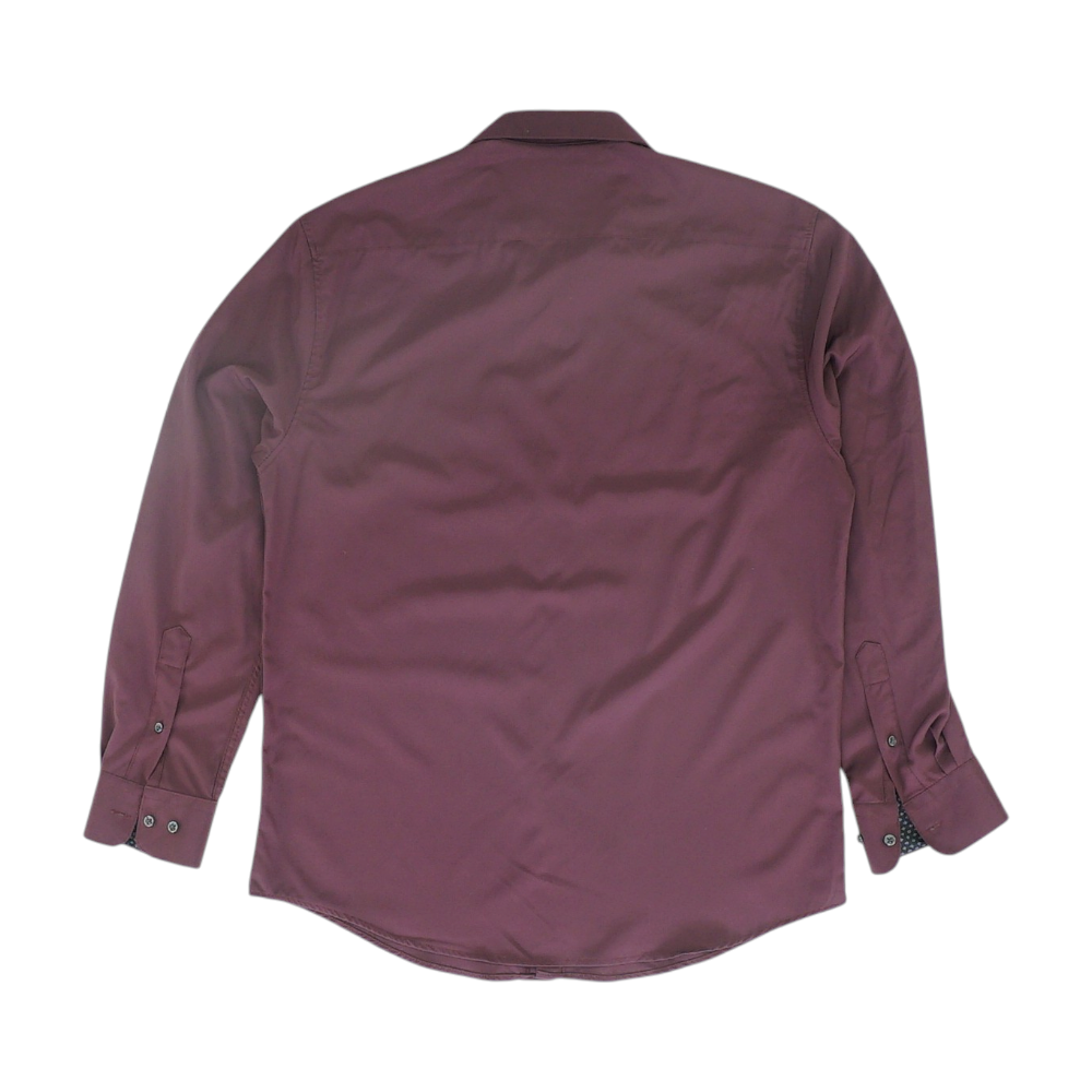 Burgundy Solid Long Sleeve Button Down