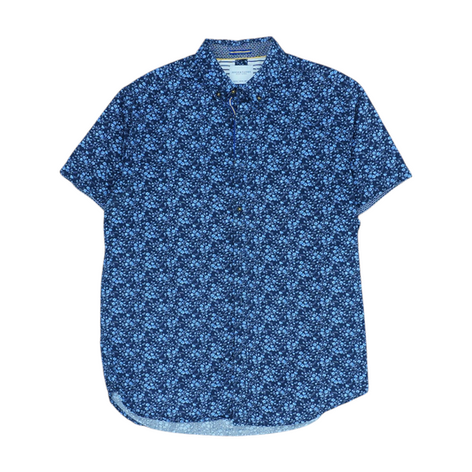 Navy Floral Short Sleeve Button Down