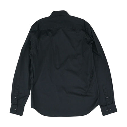 Black Solid Long Sleeve Button Down