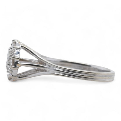 14K White Gold Diamond Cluster Ring
