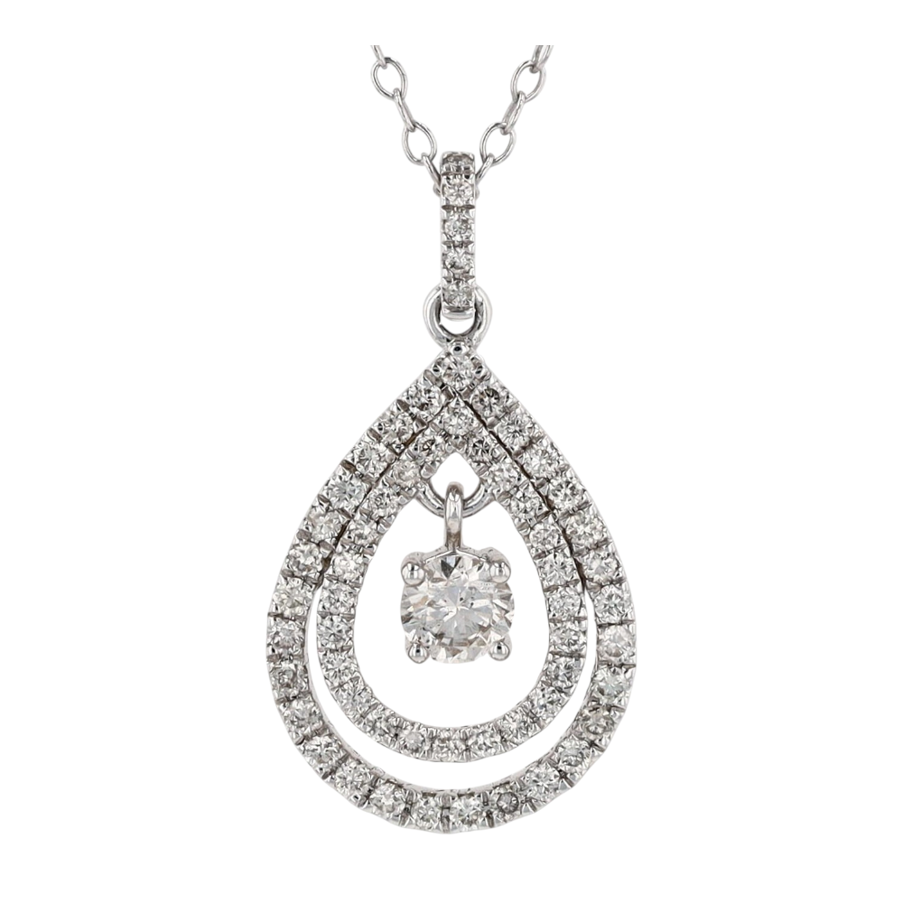 3/4 ctw 10K White Gold Lab Grown Diamond Pendant Necklace – Image 3