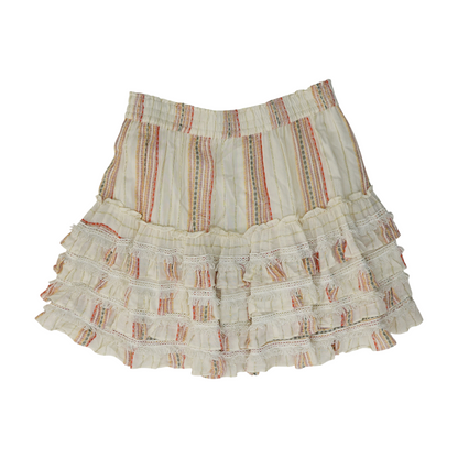 Beige Striped Mini Skirt