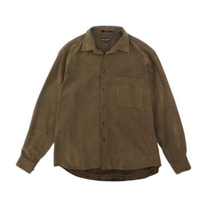 Vintage Brown Solid Long Sleeve Button Down