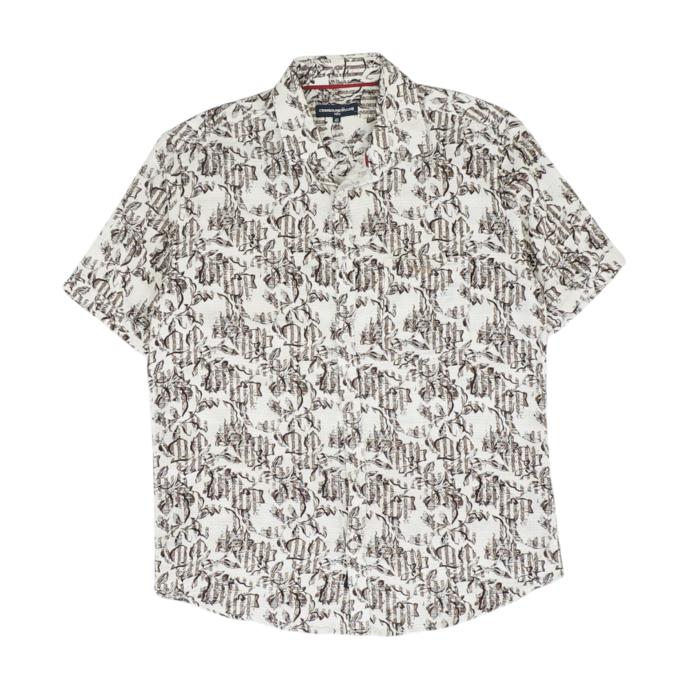 Brown Graphic Short Sleeve Button Down