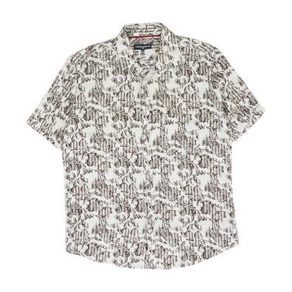 Brown Graphic Short Sleeve Button Down
