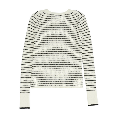 Ivory Striped Cardigan Sweater