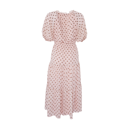 Pink Polka Dot Midi Dress