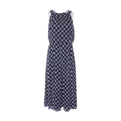 Navy Polka Dot Midi Dress