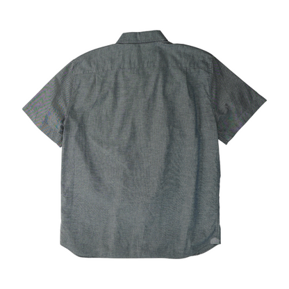 Blue Solid Short Sleeve Button Down
