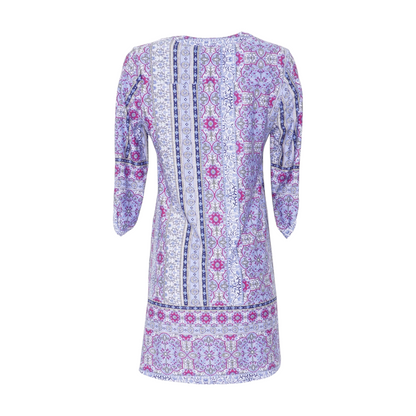 Blue Petite Print Mini Dress
