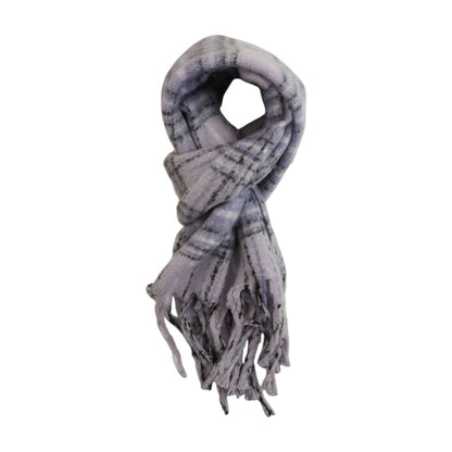 Purple Plaid Polyester Scarf
