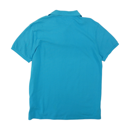 Blue Solid Short Sleeve Polo