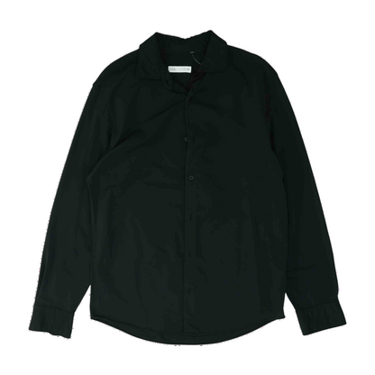 Black Solid Long Sleeve Button Down