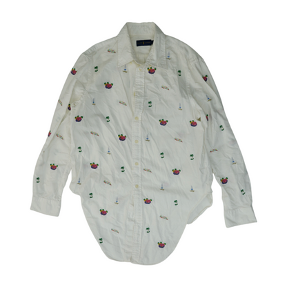 White Print Button Down