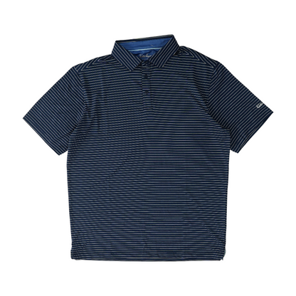 Navy Striped Short Sleeve Polo