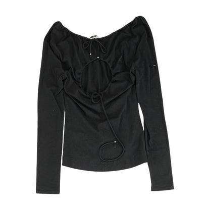 Black Solid Knit Top