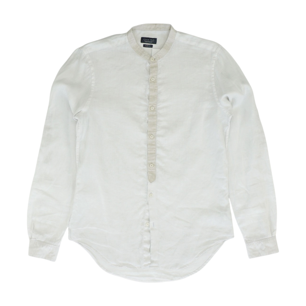 White Solid Long Sleeve Button Down