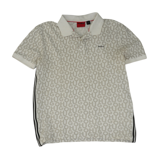 White Graphic Short Sleeve Polo